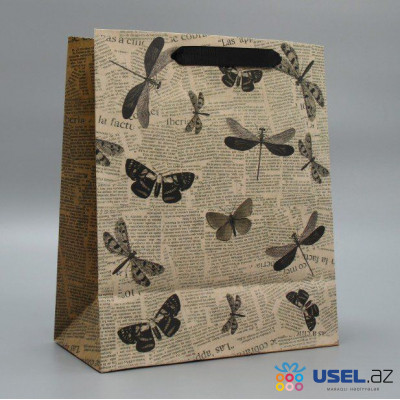 Пакет подарочный вертикальный «Бабочки»